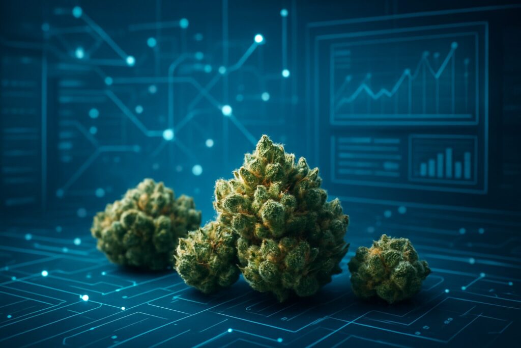 cannabis buds on a digital background