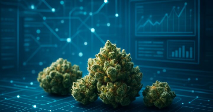 cannabis buds on a digital background