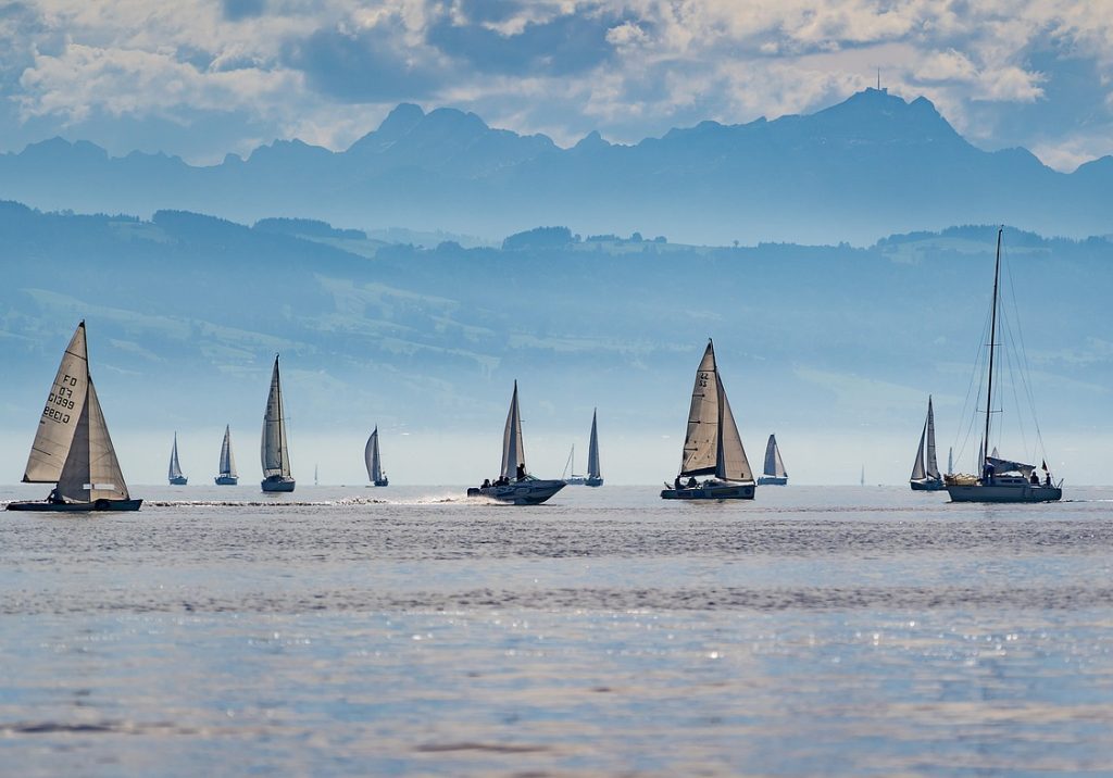 Sailboats, regatta, lake constance — Celebrating Sports Cards: North Carolina's Annual Show